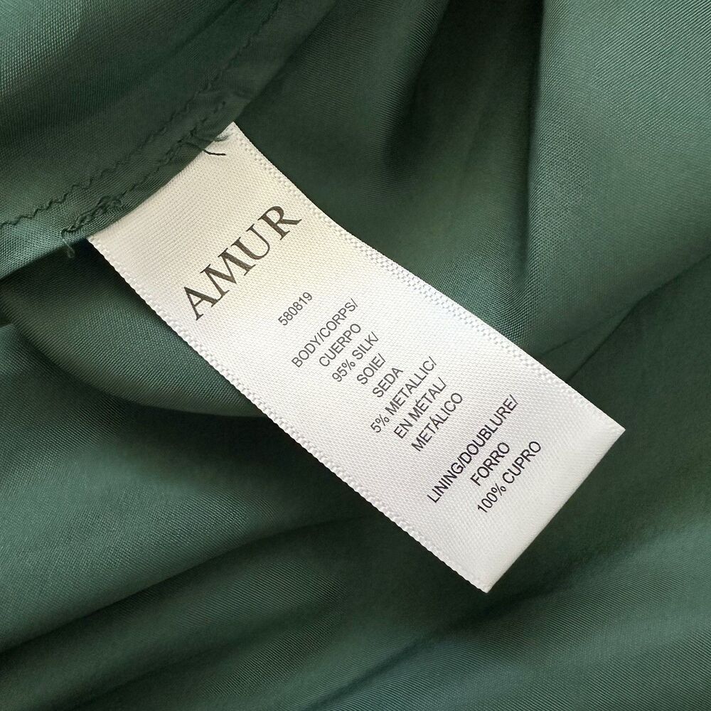 Amur Heidi Silk Metallic Midi Dress Gown Size 0 in Green $615 - Picture 10 of 11